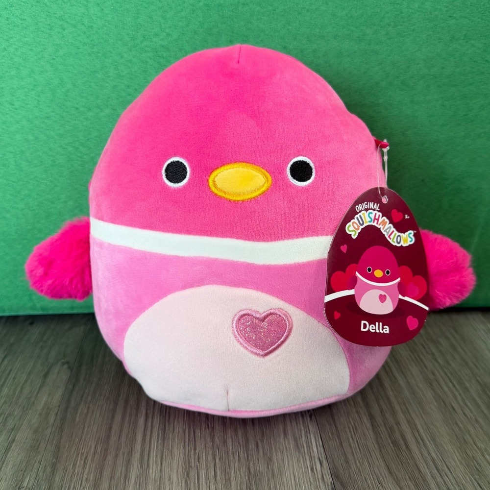 Squishmallow Della 8" Plush Pink Mallard Duck Valentine's Day NWT Soft Baby